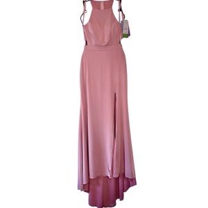 Pink High Neck Halter Prom Dress